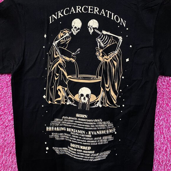 Inkcarceration Skeleton Tarot Card 2018 Rock Festival Tee S - Picture 4 of 4